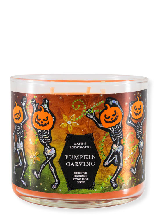 3-Docht Kerze - Pumpkin Carving - 411g