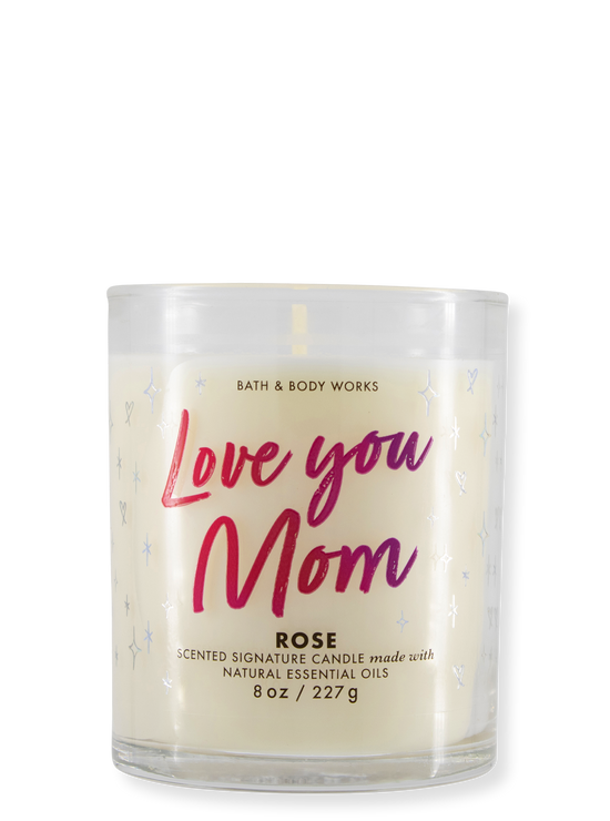 1-Docht Kerze - Love You Mom Rose 227G